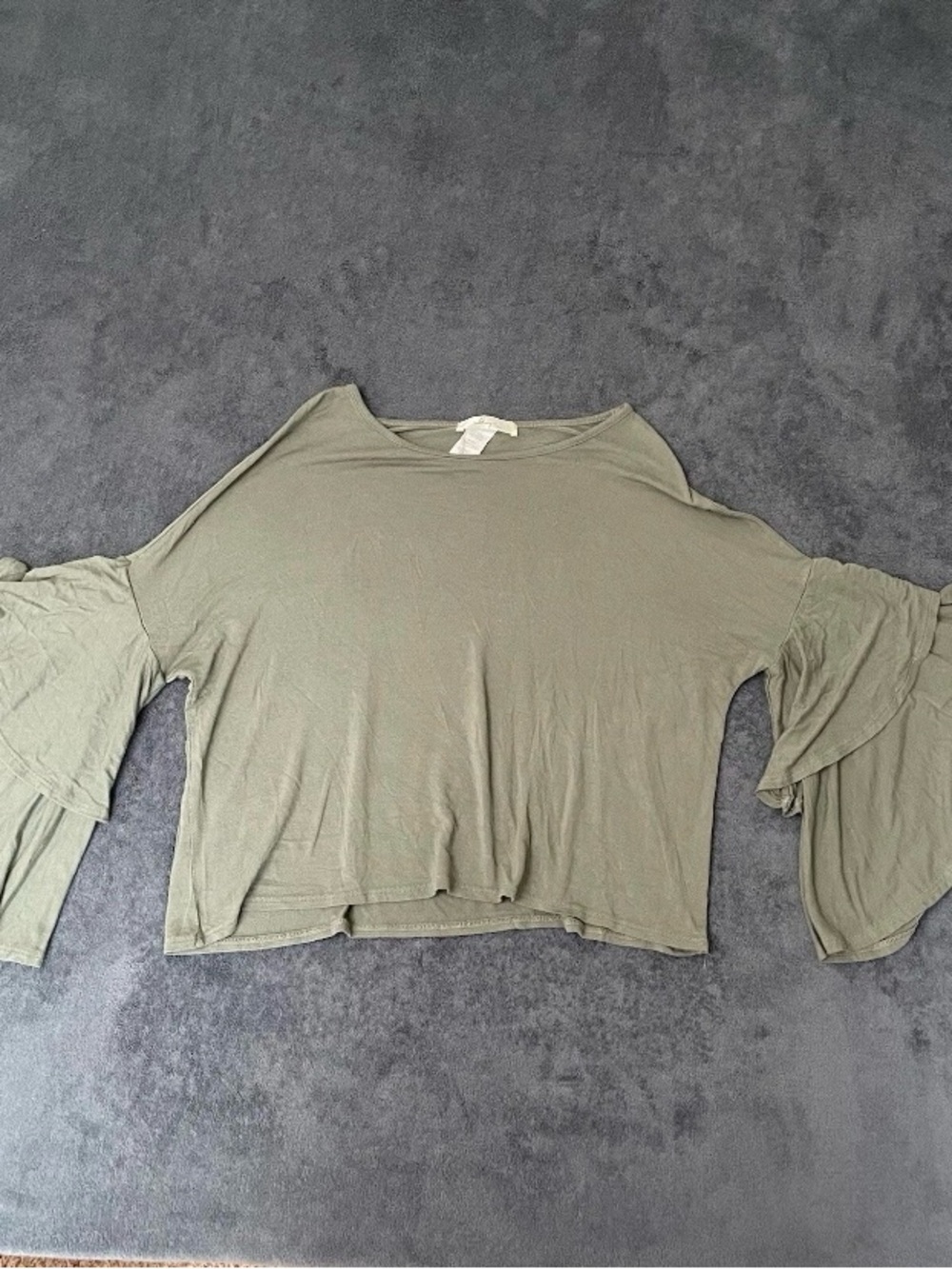 Womens Fairy Grunge Shirt Size Small Green Tiered Ruffle Sleeve